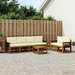 vidaXL Ensemble de canapés d'extérieur 6 Pièces Naturel et Crème