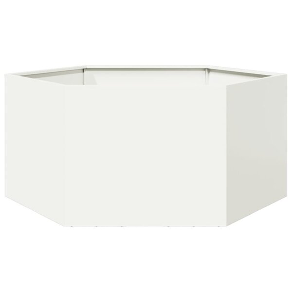 vidaXL Jardinière blanc hexagone 104x90x45 cm acier