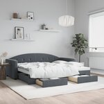 vidaXL Lit de jour avec gigogne et tiroirs sans matelas 90x200 cm