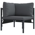 vidaXL Ensemble de canapé de jardin avec coussin 13 Pièces Noir Acier