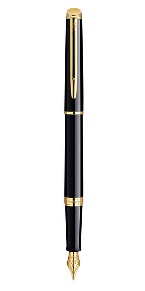 Waterman hemisphere stylo plume  noir brillant  plume moyenne  encre bleue  coffret cadeau