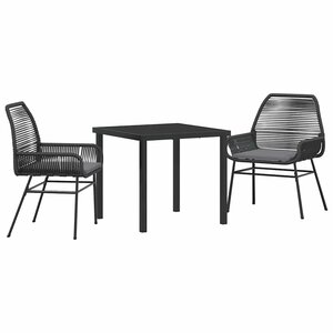 vidaXL Ensemble de salle à manger pour jardin 3 Pièces Noir polyrotin