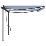 vidaXL Auvent automatique capteur de vent et LED 5x3 5 m Bleu et blanc