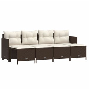 vidaXL Salon de jardin avec coussins 5 Pièces marron résine tressée