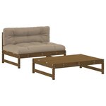 vidaXL Salon de jardin 2 Pièces avec coussins marron miel bois massif