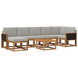 vidaXL Ensemble de canapés d'extérieur 8 pc Naturel et gris clair