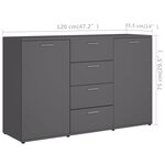 vidaXL Buffet Gris 120x35 5x75 cm Bois d'ingénierie
