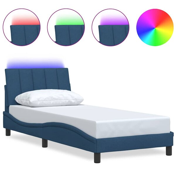 vidaXL Cadre de lit sans matelas bleu 90x190 cm tissu