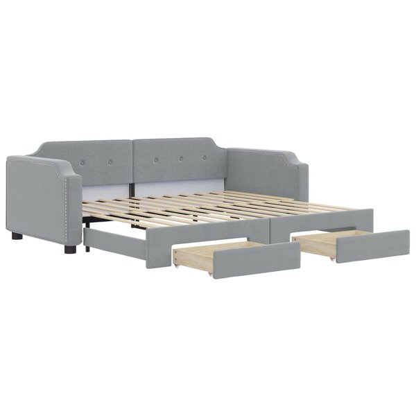 vidaXL Lit de jour avec lit gigogne et tiroirs 100x190 cm tissu