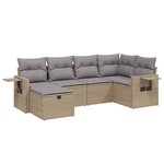 vidaXL Salon de jardin avec coussins 6Pièces mélange beige résine tressée