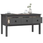 vidaXL Table basse Gris 102x49x55 cm Bois massif de pin