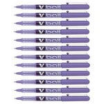 Stylo roller V Ball VB5 Encre liquide Pointe métal Fine Violet x 12 PILOT