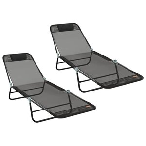 vidaXL Chaise longue pliante 2 pc Textilène Noir