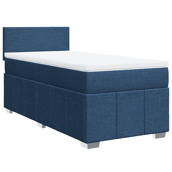 vidaXL Sommier à lattes de lit avec matelas Bleu 100x200 cm Tissu