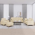 vidaXL Ensemble de canapés 4 Pièces avec coussins crème tissu