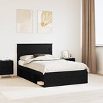 vidaXL Cadre de lit avec matelas Noir 135 x 190 cm Pin massif