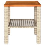 vidaXL Table de jardin beige 40x40x42 cm résine tressée et bois acacia