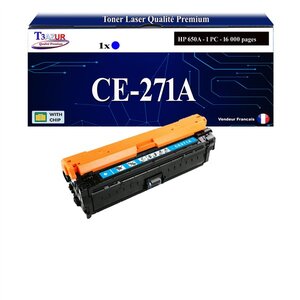 T3AZUR -Toner compatible avec HP CE271A (650A) pour HP Color LaserJet CP5520 CP5525DN CP5525N CP5525XH - Cyan