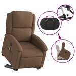 vidaXL Fauteuil inclinable de massage électrique Marron Tissu