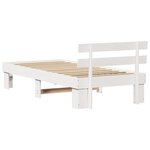 vidaXL Cadre de lit avec tête de lit Blanche 100x200 cm Bois massif Pin