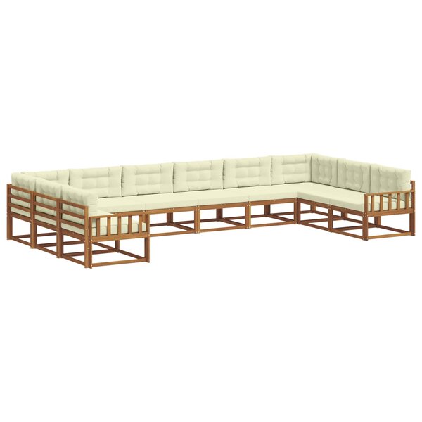 vidaXL Ensemble de canapés d'extérieur 10 Pièces Naturel et Crème