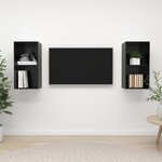 Vidaxl meubles tv muraux 2 pièces noir brillant aggloméré
