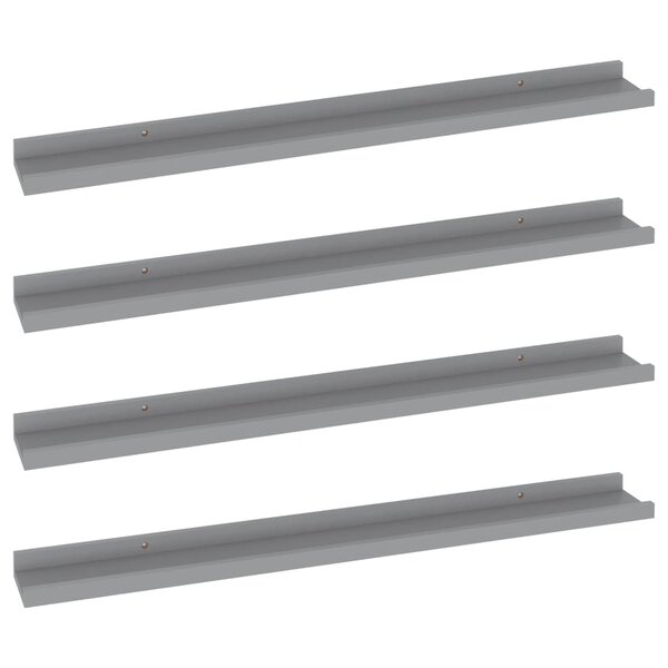 vidaXL Étagères murales 4 Pièces Gris 80x9x3 cm