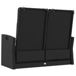vidaXL Banc de jardin inclinable et coussins noir 118cm résine tressée