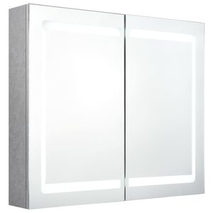 vidaXL Armoire de salle de bain à miroir LED Gris béton 80x12x68 cm