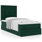 vidaXL Cadre de lit ottoman avec matelas vert foncé 100x200 cm velours