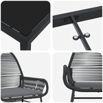 vidaXL Ensemble de Salle à Manger de Jardin de 7 Pièces avec Coussins en Rattan Poly Noir