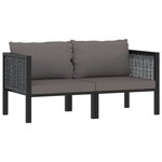 Canapé à 2 places avec coussins 136 x 68 x 64 cm résine tressée anthracite 02_0013295