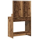 Table de maquillage vidaXL avec des lumières LED  style bois ancien  dimensions 79x41x135 cm