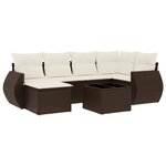 vidaXL Salon de jardin avec coussins 7 Pièces marron résine tressée