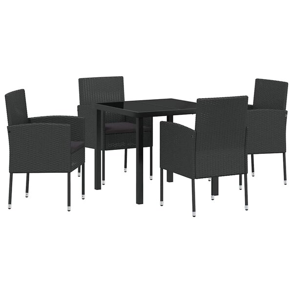 vidaXL Ensemble de salle à manger pour jardin 5 Pièces Noir Poly rotin