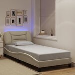 vidaXL Cadre de lit avec lumières LED crème 90x190 cm tissu