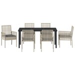 vidaXL Ensemble de salle à manger 7 pièces avec coussins gris clair en poly rattan