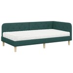 vidaXL Cadre de lit d'angle avec matelas Vert foncé 100 x 200 cm tissu
