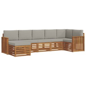vidaXL Ensemble de canapé d'angle 7 Pièces Gris Naturel et Clair