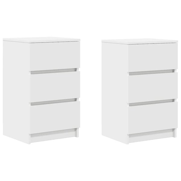 vidaXL Tables de chevet avec 3 tiroirs 2 Pièces blanc 39x35x65 cm