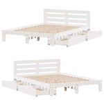 vidaXL Cadre de lit sans matelas blanc 140x190 cm bois de pin massif
