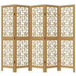 vidaXL Cloison de séparation 5 panneaux marron bois paulownia massif