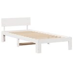 vidaXL Cadre de lit avec tête de lit Blanc 100 x 200 cm Pin massif