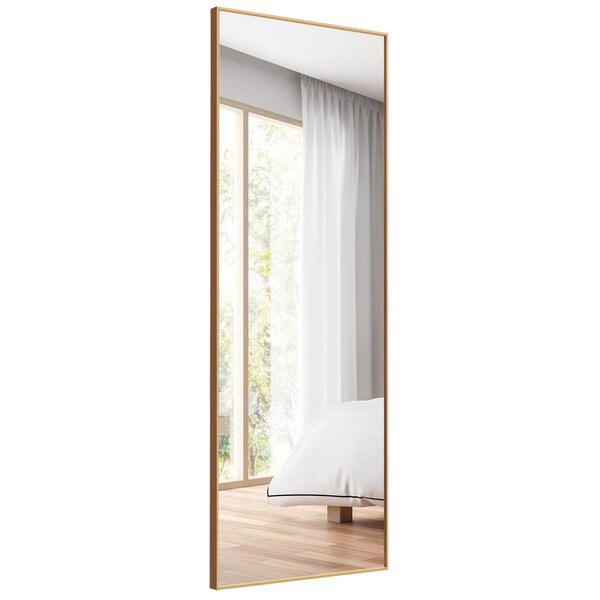 Miroir psyché rectangulaire pleine longueur 150 x 56 x 4 cm verre antidéflagrant design moderne en aluminium or 20_0017481