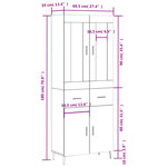 vidaXL Buffet haut Gris béton 69 5x34x180 cm Bois d'ingénierie
