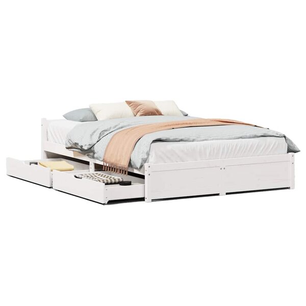 vidaXL Cadre de lit sans matelas blanc 140x190 cm bois de pin massif