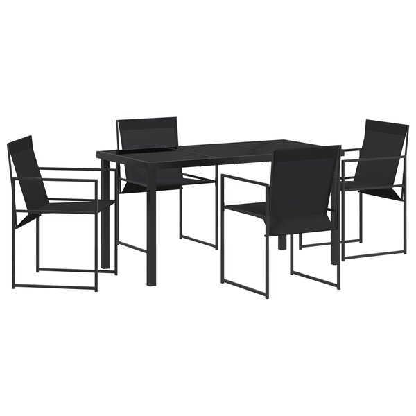 vidaXL Ensemble de jardin 5 pièces en noir avec textilène et acier.