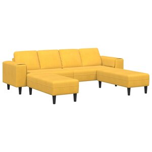 vidaXL Canapé Jaune clair 250 x 188 x 76 cm Tissu en velours côtelé