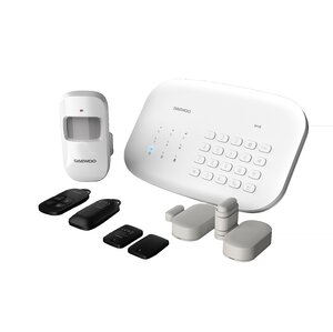 DAEWOO Système d'alarme connecté WiFi/GSM SA501 avec sirène et Batterie intégrées, RFID, livré avec 7 Accessoires, Compatible avec Les caméras DAEWOO