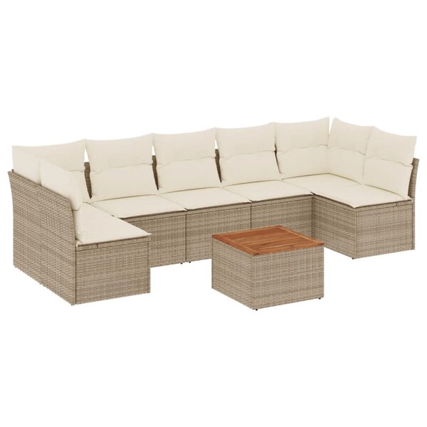 vidaXL Salon de jardin avec coussins 8 Pièces beige résine tressée